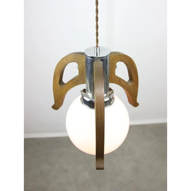 Mid-Century Scandinavian Chrome & Opaline Pendant Lamp, 1960s For Sale - Image 10 of 13