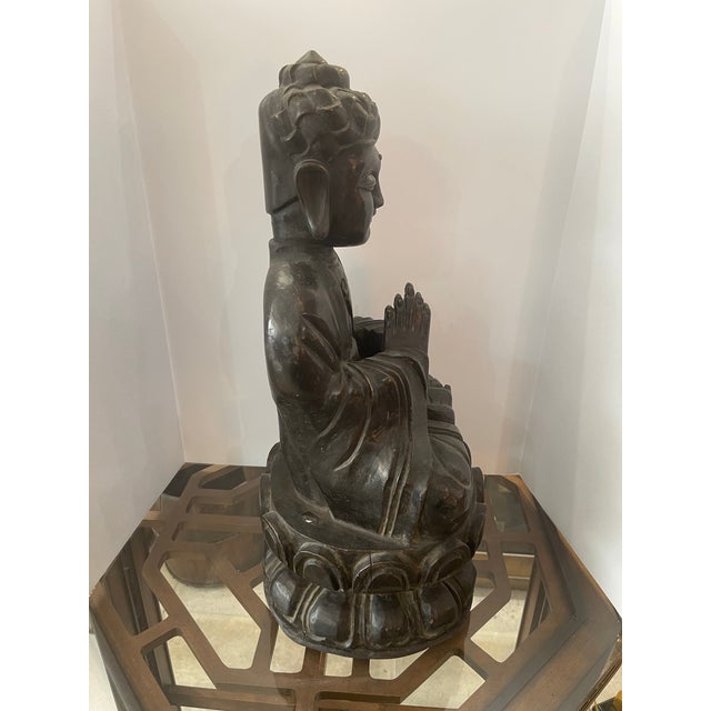 Chinese Wooden Buddha Statue Early 20 Th Ct. For Sale - Image 3 of 12