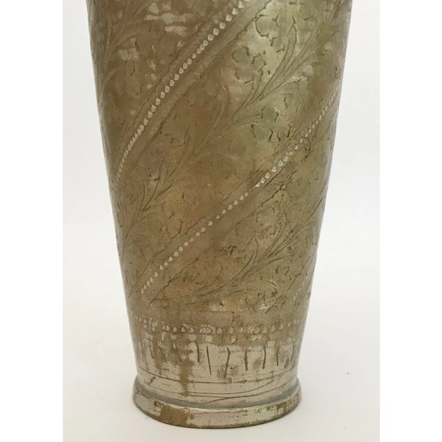 Early 20th Century Vintage Indian Etched Brass Metal Lassi Cup For Sale - Image 5 of 7