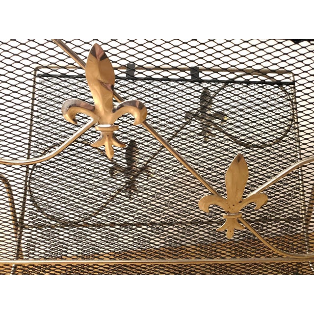 1960s 1960s Mid Century Steel Mesh Magazine Rack with Fleur De Lis Motif For Sale - Image 5 of 11