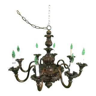 Vintage Italian Hand Carved Eight Light, Crown Shaped Chandelier For Sale