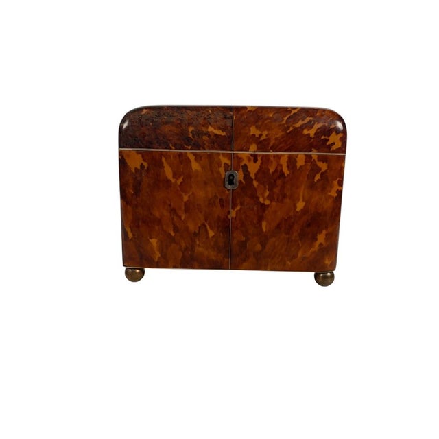 Brown Faux Tortoiseshell Tea Caddy, England Circa 1820 For Sale - Image 8 of 11