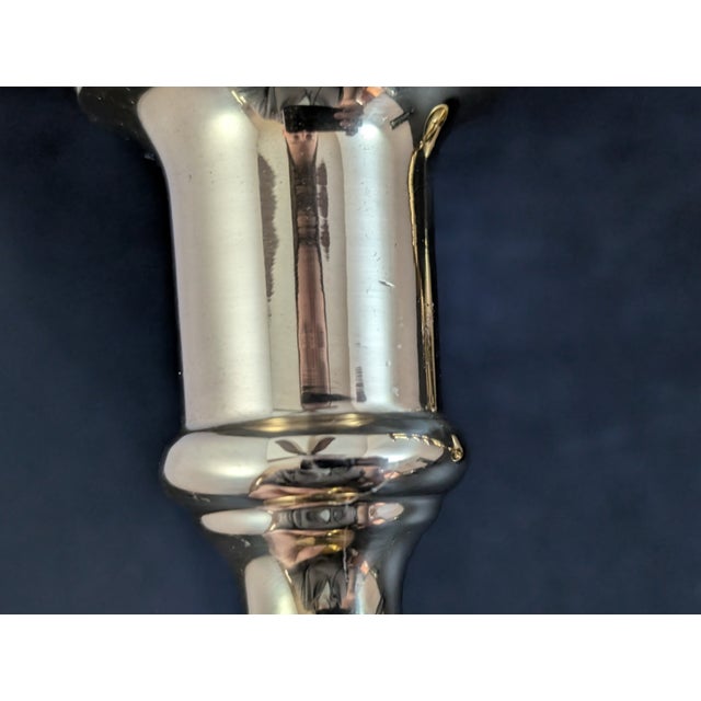 Pair Brass Candlesticks Holders 9" Valsan Portugal Taper Gold For Sale - Image 4 of 6