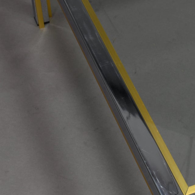 Mid-Century Modern Italian Chrome and Gold Coffee Table, 1970s For Sale - Image 3 of 9