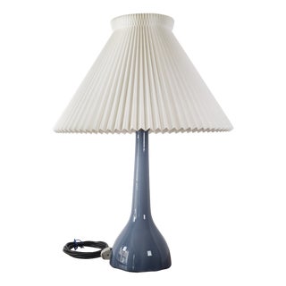 Mid-Century Danish Blue Table Lamp by Esben Klint for Karstrup Holmegaard, 1950s For Sale