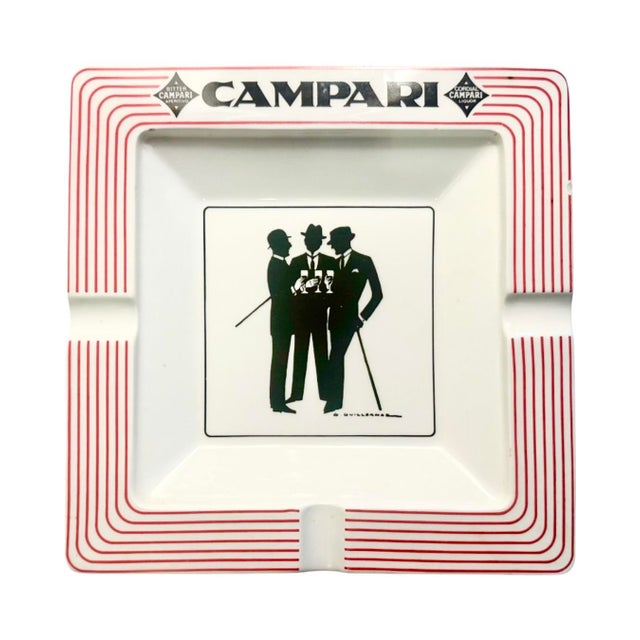 Ceramic Vintage Campari Italy Gentleman Ceramic Ashtray For Sale - Image 7 of 9