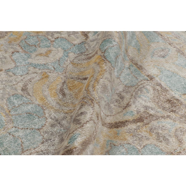 Textile Rug & Kilim’s Oushak Style Rug in Blue and Beige-Brown With Floral Patterns For Sale - Image 7 of 8