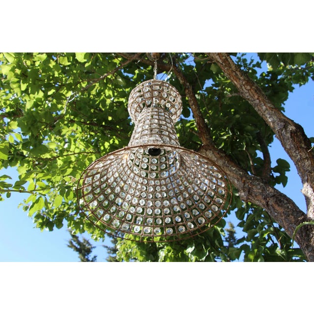 Metal 1970s Vintage Boho Chic Beaded Chandelier, Hand-Made Pakistan For Sale - Image 7 of 13
