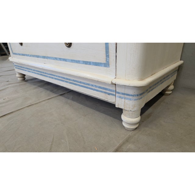 Antique English Pine Painted Dresser Chest of Drawers With Greek Key Motif For Sale - Image 12 of 13