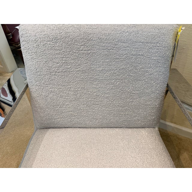 Chrome Mid Century Style Cantilever Polished Chrome Lounge Chair in Bouclé Fabric For Sale - Image 8 of 10