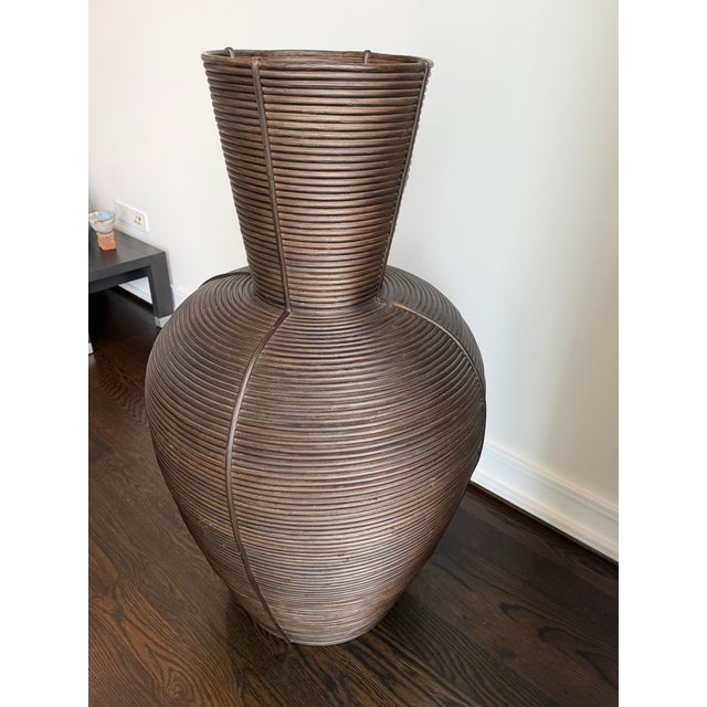 Wooden Woven Floor Vase — Sculptural Organic Modern Accent, Textural Statement Piece For Sale In Chicago - Image 6 of 6