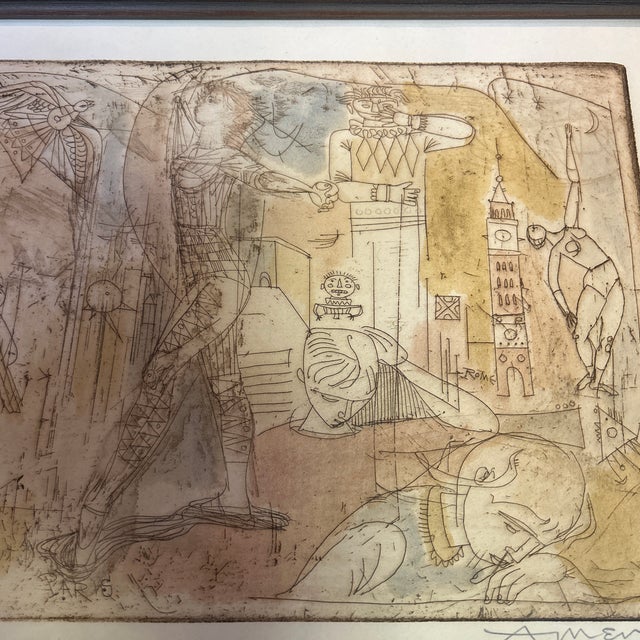 1960s 1960’s Original Irving Amen Abstract Illustration Lithograph “Dancer’s Dream” For Sale - Image 5 of 6