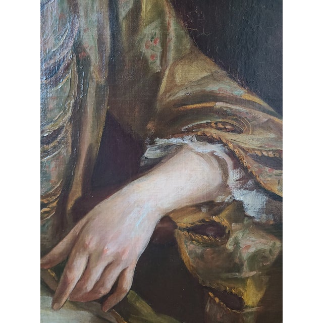 Carol Aus Antique 1910s Oil Painting Portrait of a Lady For Sale - Image 9 of 18