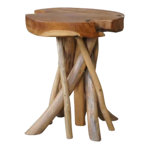 Mid 20th Century Rustic Adirondack Farmhouse Country Scalloped Slab Side Table