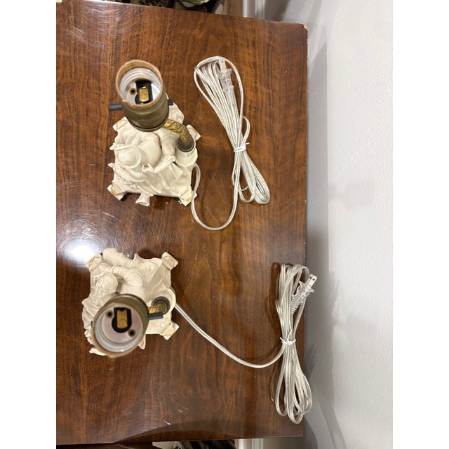 Antique White Antique German Porcelain Boudoir Courting Lamps - a Pair For Sale - Image 8 of 8