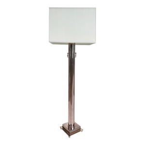 Late 20th Century Copper and Brass Floor Lamp With Rings, Custom Shade