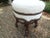 Stunning antique French A.M.E. Fournier style carved wood ottoman, bench, stool, tabouret or poof with a knotted cross...