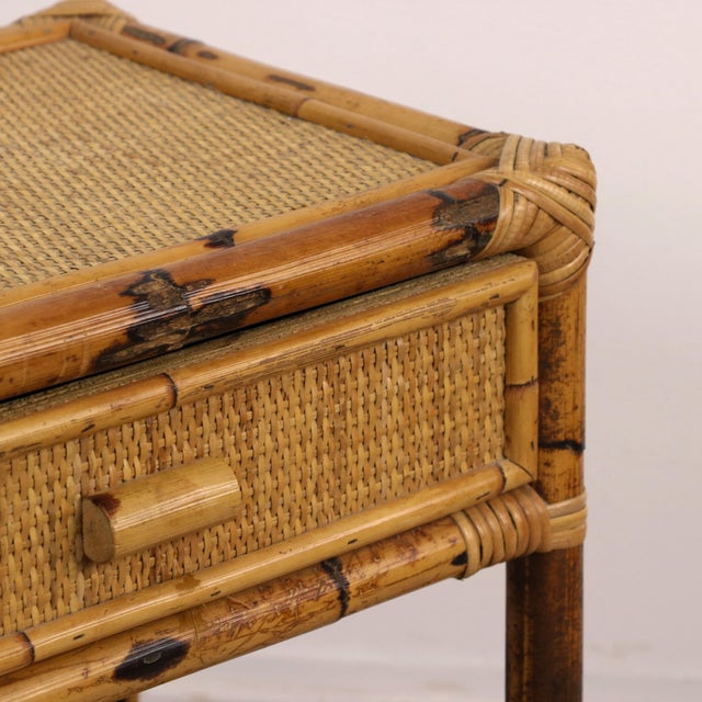 Mid-Century Bamboo, Wicker and Rattan Nightstands, Italy, 1970s, Set of 2 For Sale - Image 4 of 6
