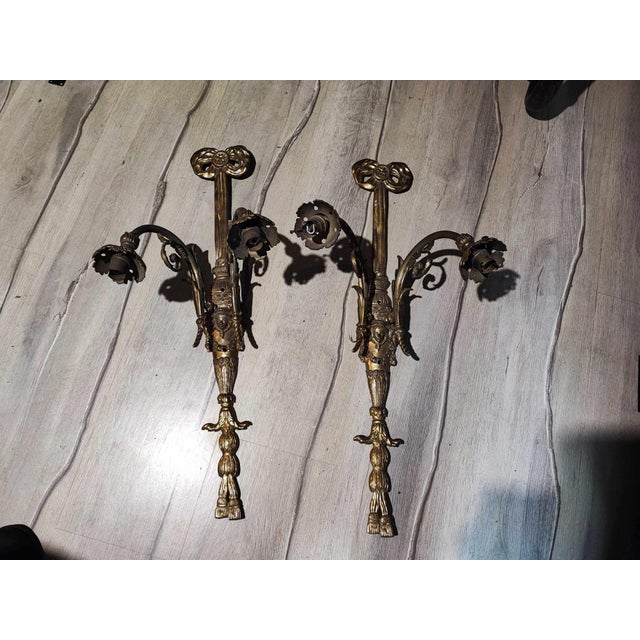 Brass Double Wall Lamp, 1890s For Sale - Image 12 of 12