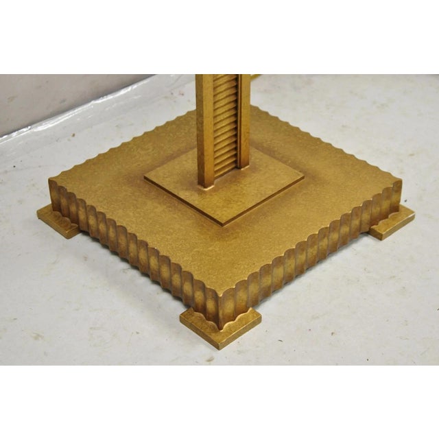 Gold Decorator Fine Art Lamps Gold Gilt Metal Skyscraper Modern Floor Lamps - A Pair For Sale - Image 8 of 12