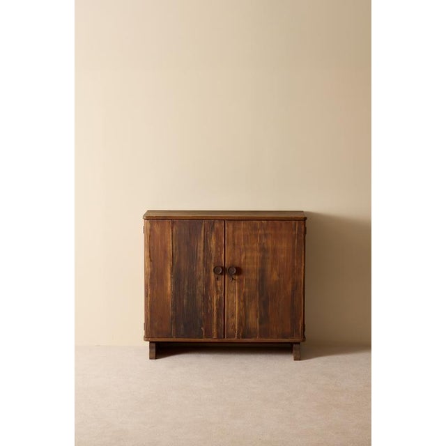 Rare Swedish dark stained pine cabinet with beautiful patina. Produced in Sweden, late 1930s.