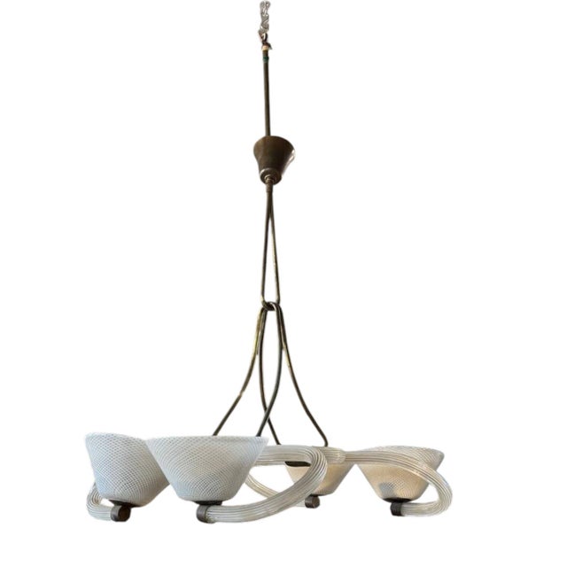 Glass Refined Murano Glass Chandelier by Barovier & Toso, 1960s For Sale - Image 7 of 9