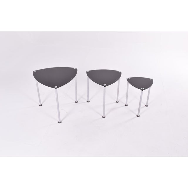 1980s Chrome Plated & Glass Nesting Tables, 1980s, Set of 3 For Sale - Image 5 of 9