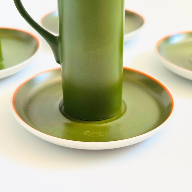 Ceramic MCM LaGardo Tackett Green Demitasse Mugs and Saucers - Set of 4 For Sale - Image 7 of 15