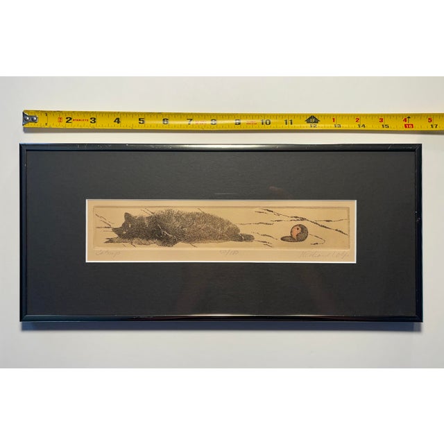 1970s 1970s Richard Volpe Catnap Limited Edition Intaglio Etching 50/180 Signed Framed For Sale - Image 5 of 9