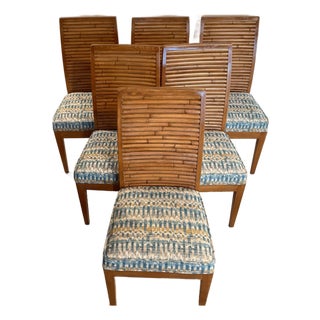 Set of 6 David Francis Furniture Stacked Bamboo Collection Dining Chairs. For Sale