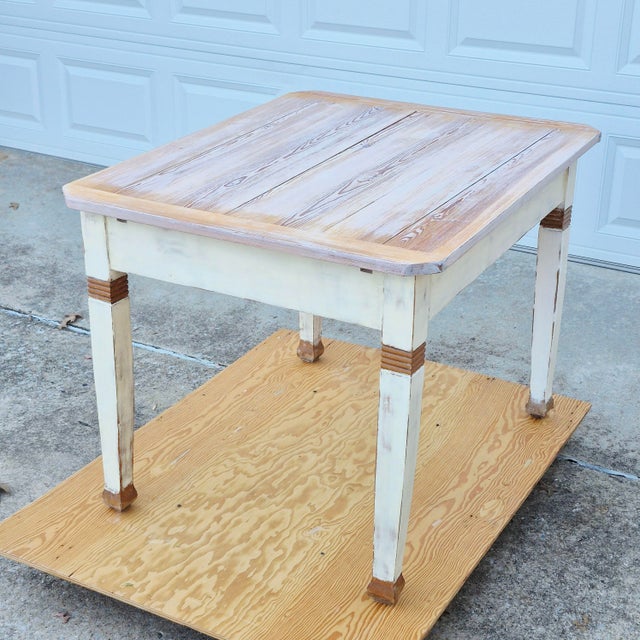 Gustavian Swedish Farmhouse Style Antique Pine Dining Table Desk W/ Reeded Dummy Drawer For Sale - Image 4 of 10