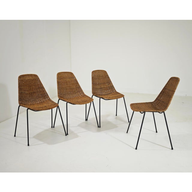 Black Vintage Basket Wicker Chairs by Legler for Bonacina Italia, 1950s, Set of 4 For Sale - Image 8 of 13