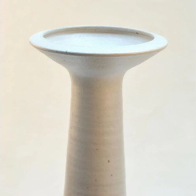 Ceramic Group of Tall Studio Pottery Chalk White Floor Vases, Set of 3 For Sale - Image 7 of 14