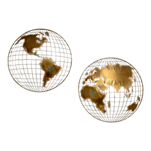 Curtis Jere World Map / Globe Wall Sculpture - A Pair