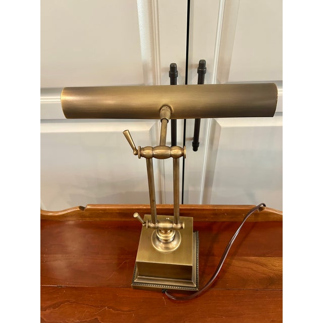 Campaign Vintage Adjustable Brass Bankers Lamp For Sale - Image 3 of 6