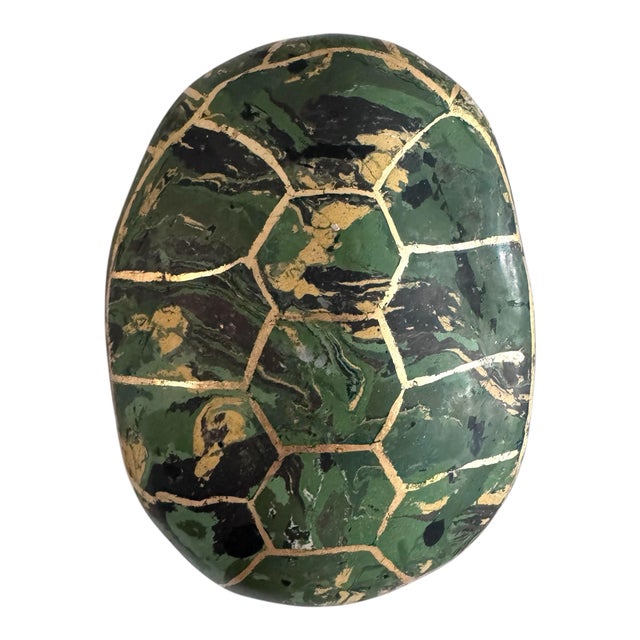 Set of 3 Handmade Scagliola Tortoise Shells in Malachite Design For Sale - Image 10 of 11