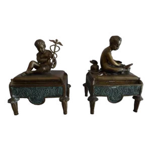 19th Century Bronze Recumbent Hermes Child Statues - A Pair