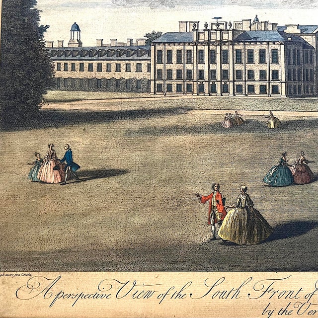Green Kensington Palace South View Early 19th Century Hand-Colored Engraving by Tinney For Sale - Image 8 of 13