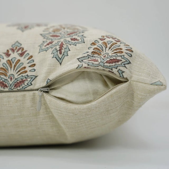 Contemporary Fabdivine Linen Blend Decorative Throw Floral Pillow Cover, Samrat- 20x20 Inch For Sale - Image 3 of 5