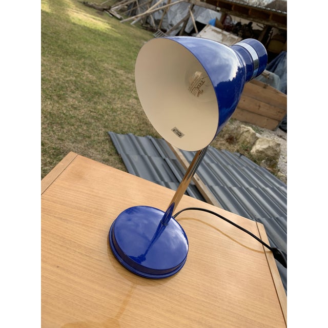 Bauhaus Mid-Century Blue Table Lamp, 1970s For Sale - Image 3 of 6
