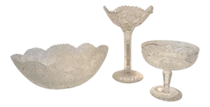 Vintage Czech Bohemian Queens Lace Bowl Set - 3 Pieces