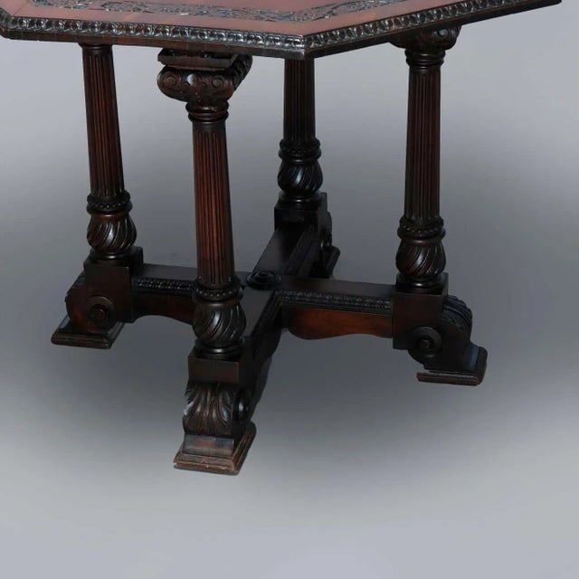 Berkey & Gay Vintage Berkey & Gay School Carved Walnut Grape and Vine Center Table For Sale - Image 4 of 9