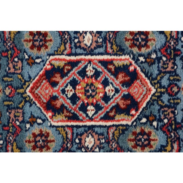 Textile Vintage Hand-Knotted Wool Oriental Medallion Rug Crimson Red Indigo Blue 3 X 5' For Sale - Image 7 of 12