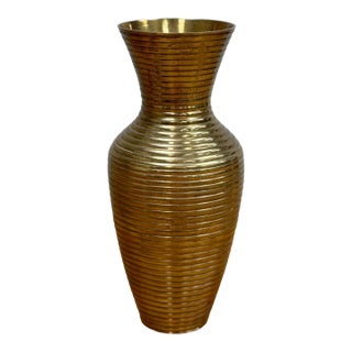 Vintage Ribbed Brass Bud Vase* For Sale