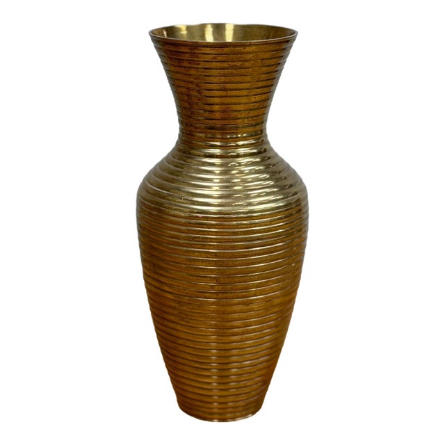 Vintage Ribbed Brass Bud Vase* For Sale