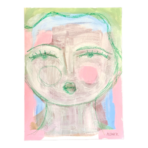 Contemporary Painting of Woman, Acrylic on Archival Paper by Cassandra Auker