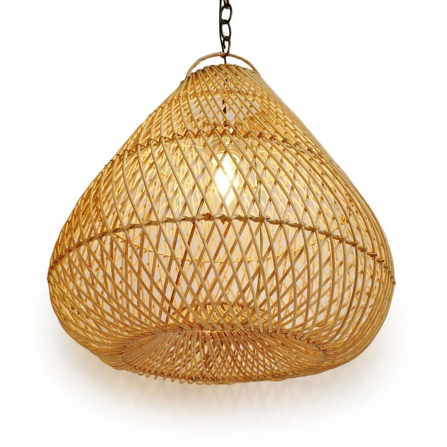 Raw Rattan Batu Drop Pendant Light Medium For Sale - Image 4 of 11
