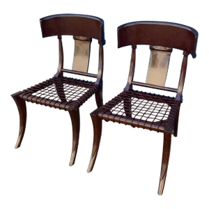 Late 20th Century Style Klismos Chairs With Copper Finish - Set of 2
