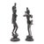 A pair of 19th-century Tamil Nadu bronze figures of Shiva and Parvati, cast in panchaloha using the traditional lost-wax...