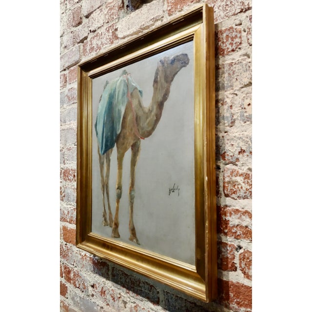 Textile Hugo Vilfred Pedersen-Portrait of a Camel-Orientalist Oil Painting C.1900s For Sale - Image 7 of 10